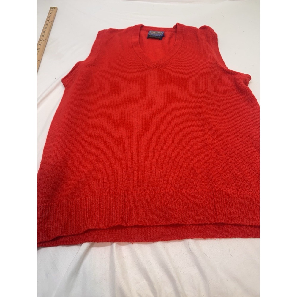 VINTAGE Pendleton Sweater Vest Mens Xl Red Pure Virgin Wool Knit  USA Grandpa 80